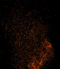 Flame of fire with sparks on a black background