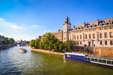 Bridge and buildings near the Seine river in Paris, France