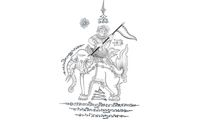 Fototapeta na wymiar Thai traditional painting in temple, vector