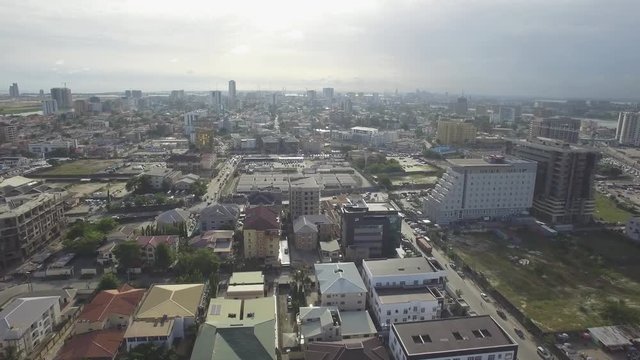 Smooth Daytime Aerial Shot of Victoria Island and Lekki, Lagos, Nigeria