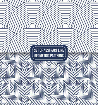 set of 2 geometric line pattern background star