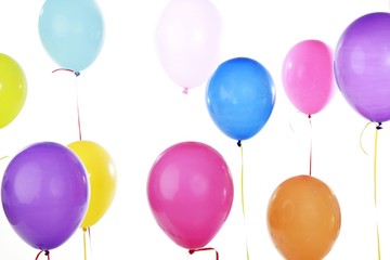 Assortment of floating party balloons