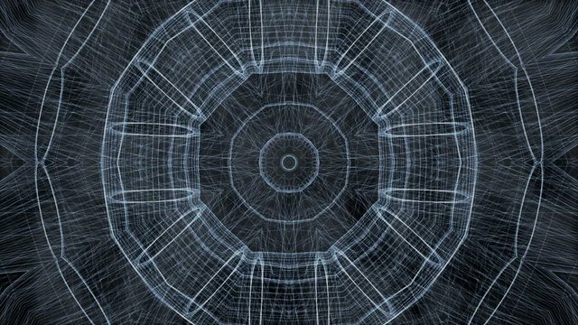 Wire frame surface background abstract floating on dark background.