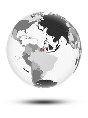 French Guiana on political globe