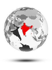Fototapeta premium India on political globe