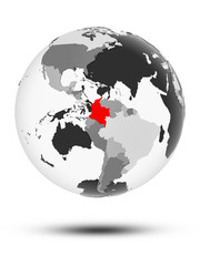 Colombia on political globe