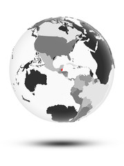 Belize on political globe