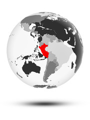Peru on political globe
