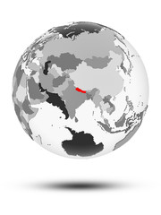Nepal on political globe