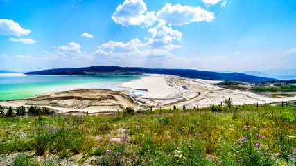 A large Tailings Pond along the Highland Valley Road between Ashcroft and Logan Lake from the...