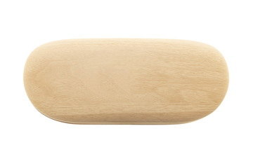 Open brown wooden glasses case isolated on white background