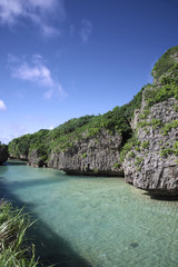 Fototapeta premium Scenery along the coast of Irabu-jima Island