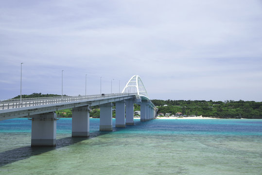 Sesoko Bridge resting on Sesokujima in Okinawa prefecture headquarters town