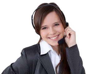 Businesswoman Call Center Employee - Isolated