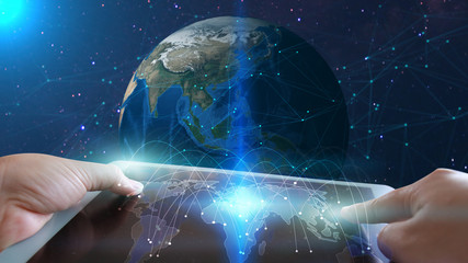 social network concept. image from space furnished by NASA