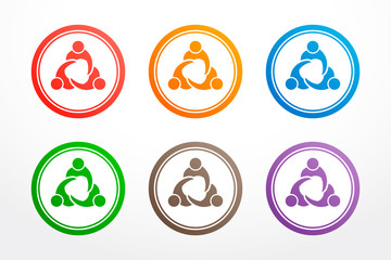 Three People Business Icon Set. Vector Design