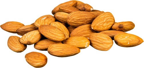 Pile of almonds isolated on a white background