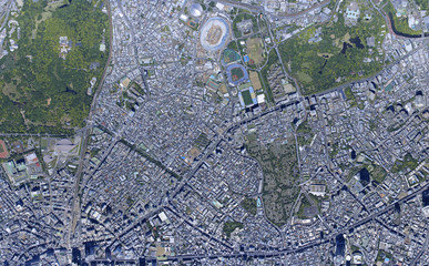 都市風景／真俯瞰空撮、2018・5月撮影