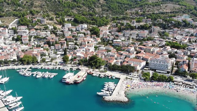 Aerial view of Baska Voda in summer, Croatia