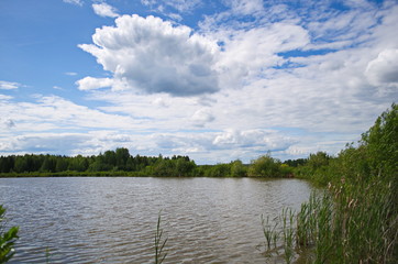 Blue clouds over the lake
