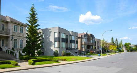 Fototapeta na wymiar Luxury house in Montreal, Canada against blue sky