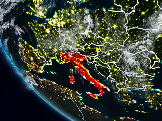 Italy at night from space