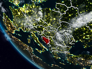 Bosnia and Herzegovina at night from space
