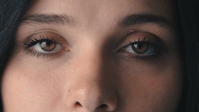 Beauty Macro Close-up Brown woman's eyes blinking