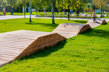 Beautiful city park in South Butovo. Moscow. Russia