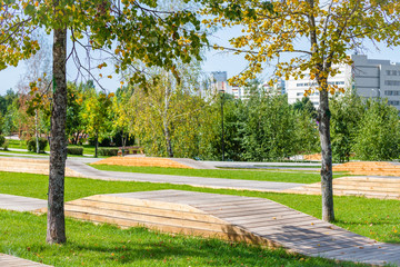 Beautiful city park in South Butovo. Moscow. Russia