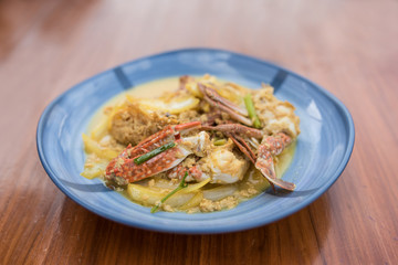 Thai food, Pu pad phong Kari, crab fried with curry power and some coconut milk