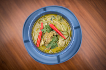 Thai food, Kaeng Khiew Hwan Kai, chicken curry with green coconut milk soup