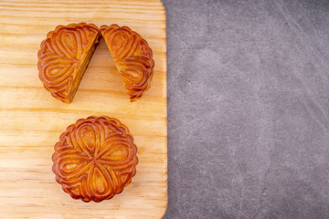 Mooncakes in a gray background