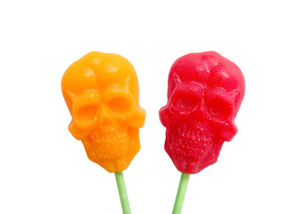 candy in shape of  skull isolated on white background