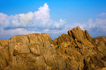 Rocks and sky with beautiful clouds.