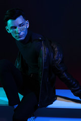 Fototapeta na wymiar Fashion portrait of young man in glasses.