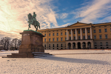 Oslo Norway sunset in winter - obrazy, fototapety, plakaty
