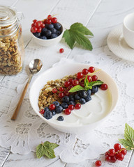 Granola with yogurt and berries