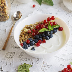Granola with yogurt and berries