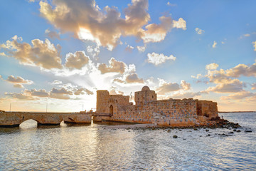 Sidon Sea Castle at Sunset, Lebanon (HDR)