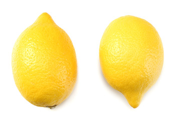 healthy food. two lemons isolated on white background top view