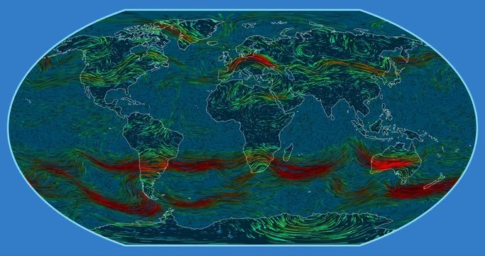 Wind speed over the Earth's surface. Wagner VI projection. SVS/GSFC/NASA dataset ID: 4240
