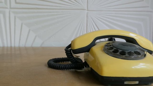 Old style telephone. Slider equipment used
