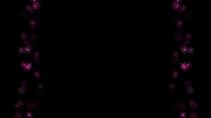 Abstract background with a variety of colorful snowflakes. Big and small.