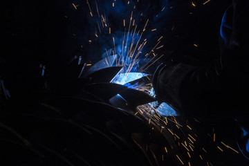 steel welding closeup at the Industrial factory