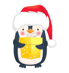 penguin with gift