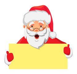 Santa Claus holding banner