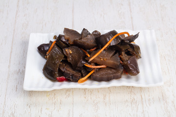 Appetizing marinated eggplant