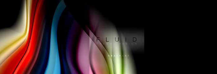 Rainbow fluid abstract shapes, liquid colors design, colorful marble or plastic wavy texture background, multicolored template for business or technology presentation or web brochure cover design