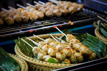 meat ball roasted Thai style snack Find a simple way along the way.